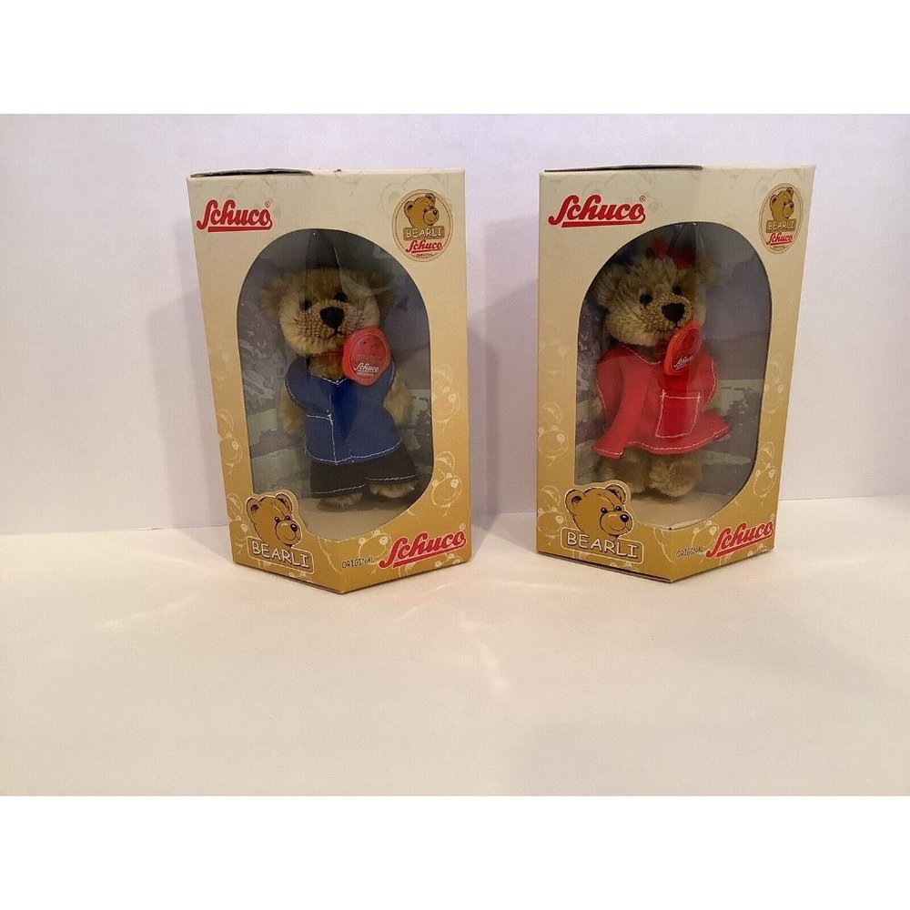 Schuco Bearli Daddy and Mommy Bear Collectible Mohair Bears NIB Set of 2